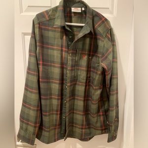 Fjallraven Fjallglim Shirt Mens Large Green and Red Plaid